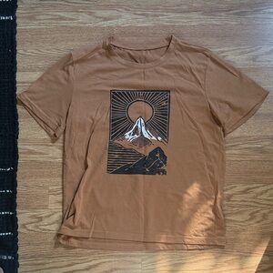 Graphic Mountain Print Brown T-Shirt